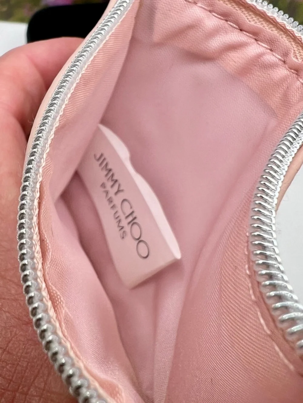 Jimmy Choo Parfums Metalic Pink Zipper Card/Coin Pouch